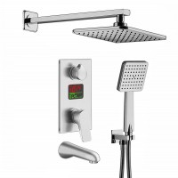 Concealed rainfall thermostatic shower LED intelligent digital display single handle mixer shower faucet