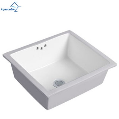 Aquacubic CE Certificate Square Ceramic Simple Design Wash Basin